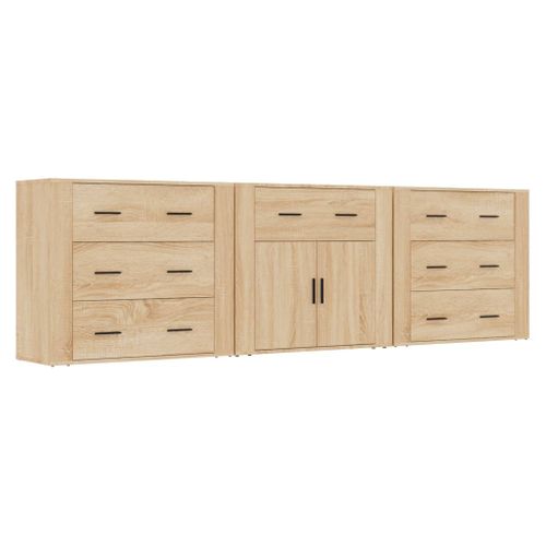 Buffets 3 Pièces Chêne Sonoma Bois Contreplaqué