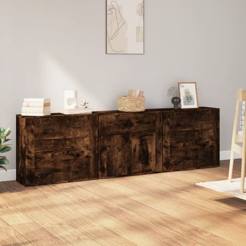 Buffets 3 Pièces Chêne Fumé Bois Contreplaqué