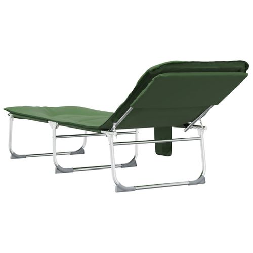 Chaise Longue Pliable Vert Foncé Tissu