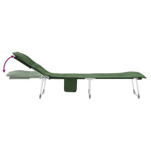 Chaise Longue Pliable Vert Foncé Tissu