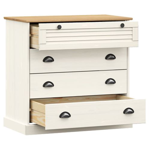 Commode Vigo Blanc 80x40x76 Cm Bois Massif De Pin