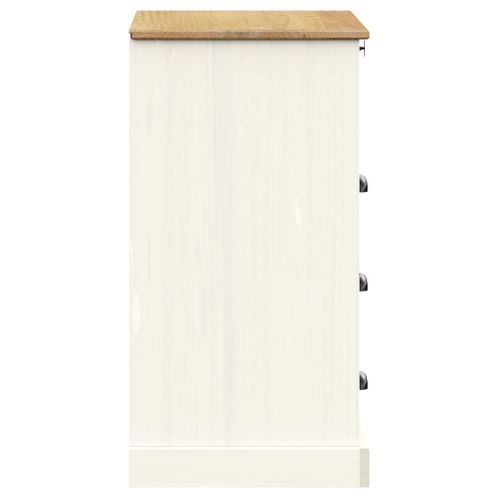 Commode Vigo Blanc 80x40x76 Cm Bois Massif De Pin