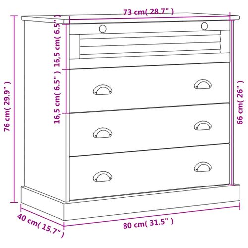 Commode Vigo Blanc 80x40x76 Cm Bois Massif De Pin