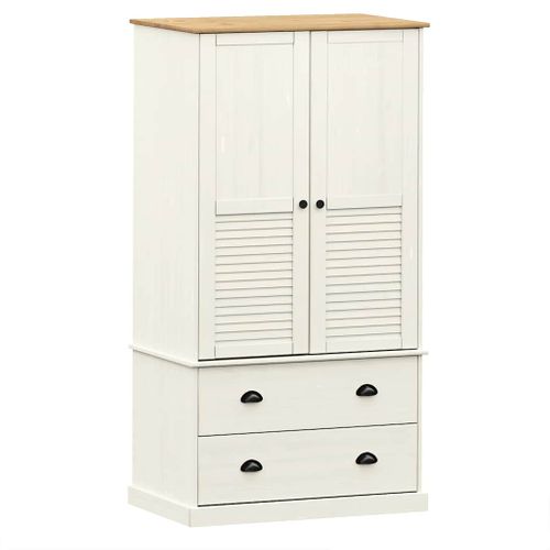 Armoire Vigo Blanc 90x55x176 Cm Bois Massif De Pin