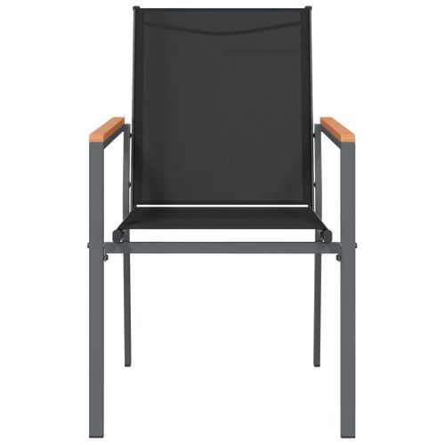 Chaises De Jardin Lot De 6 Noir 55x61,5x90cm Textilène Et Acier Sièges Terrasse Extérieur