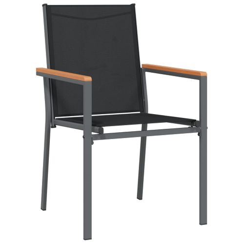 Chaises De Jardin Lot De 6 Noir 55x61,5x90cm Textilène Et Acier Sièges Terrasse Extérieur