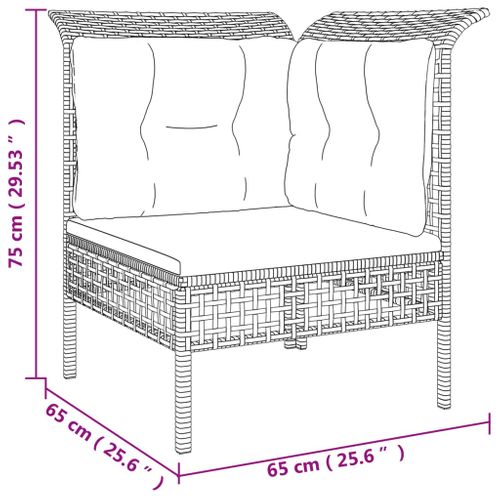 Salon De Jardin 6 Pièces Avec Coussins Gris Résine Tressée