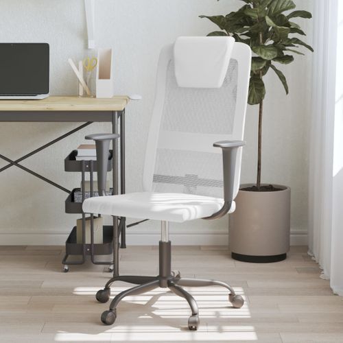 Chaise De Bureau Réglable En Hauteur Blanc