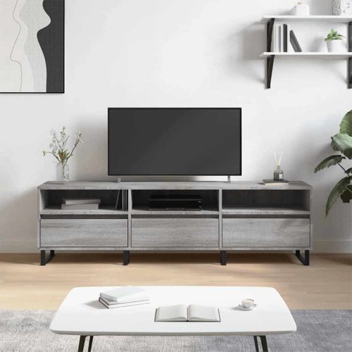 Meuble TV Sonoma Gris 150x30x44,5 Cm Bois Contreplaqué