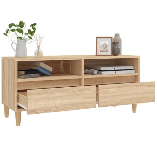 Meuble TV Chêne Sonoma 100x34,5x44,5 Cm Bois Contreplaqué