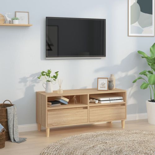 Meuble TV Chêne Sonoma 100x34,5x44,5 Cm Bois Contreplaqué