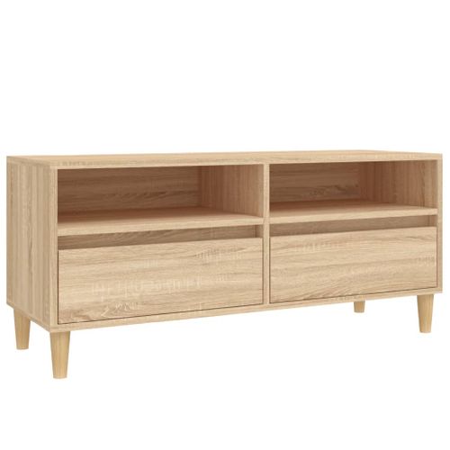 Meuble TV Chêne Sonoma 100x34,5x44,5 Cm Bois Contreplaqué
