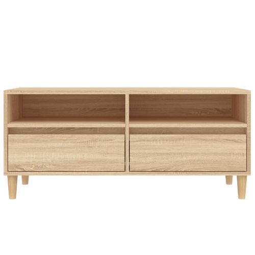 Meuble TV Chêne Sonoma 100x34,5x44,5 Cm Bois Contreplaqué