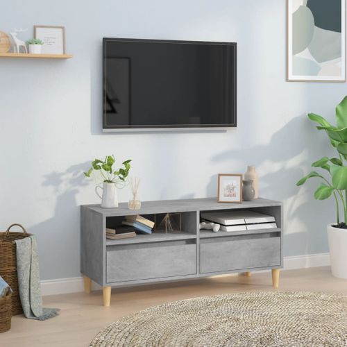 Meuble TV Gris Béton 100x34,5x44,5 Cm Bois Contreplaqué