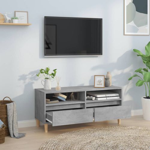 Meuble TV Gris Béton 100x34,5x44,5 Cm Bois Contreplaqué