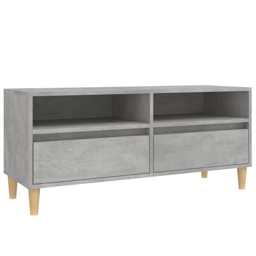 Meuble TV Gris Béton 100x34,5x44,5 Cm Bois Contreplaqué