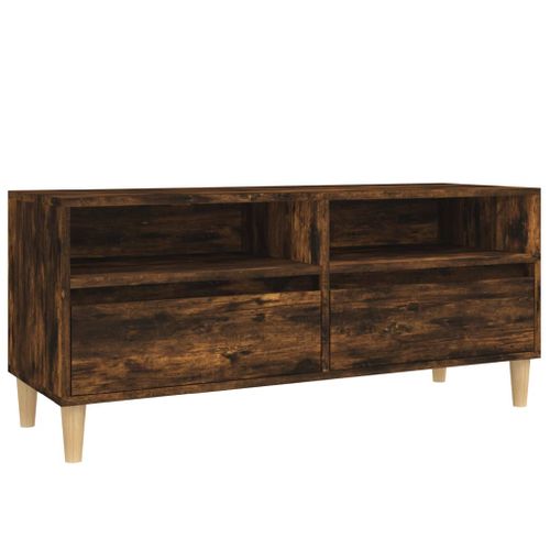 Meuble TV Chêne Fumé 100x34,5x44,5 Cm Bois Contreplaqué