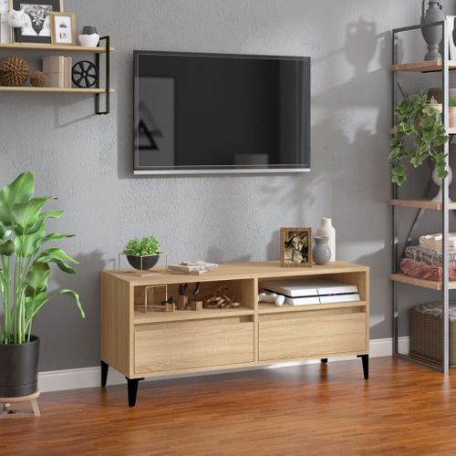 Meuble TV Chêne Sonoma 100x34,5x44,5 Cm Bois Contreplaqué