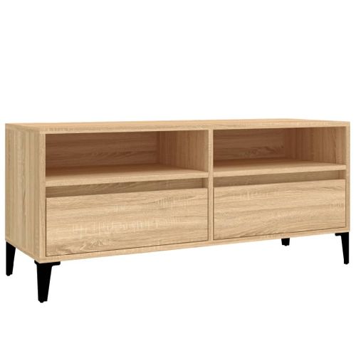 Meuble TV Chêne Sonoma 100x34,5x44,5 Cm Bois Contreplaqué