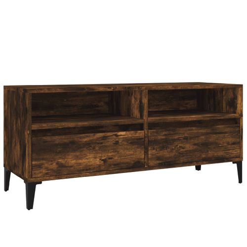 Meuble TV Chêne Fumé 100x34,5x44,5 Cm Bois Contreplaqué