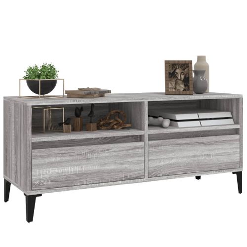 Meuble TV Sonoma Gris 100x34,5x44,5 Cm Bois Contreplaqué