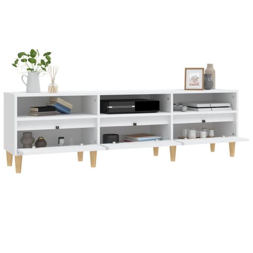 Meuble TV Blanc 150x30x44,5 Cm Bois Contreplaqué