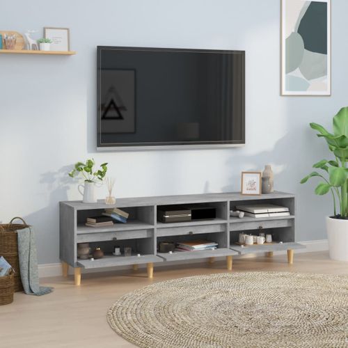 Meuble TV Gris Béton 150x30x44,5 Cm Bois Contreplaqué