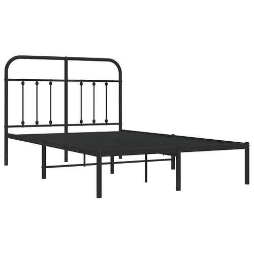 Cadre De Lit Métal Sans Matelas Avec Tête De Lit Noir 120x200cm