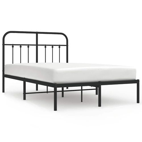 Cadre De Lit Métal Sans Matelas Avec Tête De Lit Noir 120x200cm