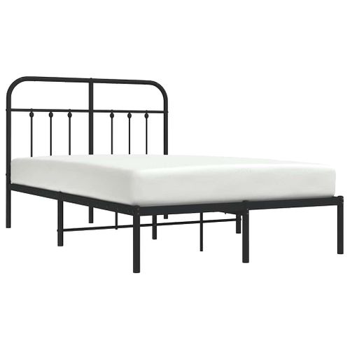 Cadre De Lit Métal Sans Matelas Avec Tête De Lit Noir 120x200cm