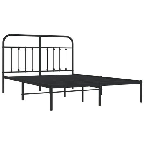 Cadre De Lit Métal Sans Matelas Avec Tête De Lit Noir 140x200cm