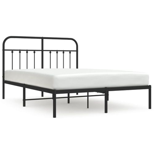 Cadre De Lit Métal Sans Matelas Avec Tête De Lit Noir 140x200cm