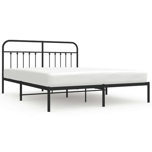 Cadre De Lit Métal Sans Matelas Avec Tête De Lit Noir 183x213cm