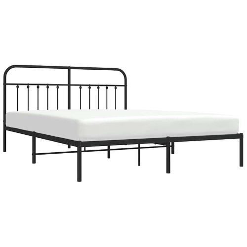 Cadre De Lit Métal Sans Matelas Avec Tête De Lit Noir 183x213cm