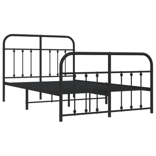 Cadre De Lit Métal Sans Matelas Avec Pied De Lit Noir 120x190cm
