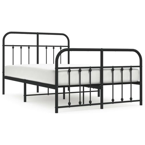 Cadre De Lit Métal Sans Matelas Avec Pied De Lit Noir 120x190cm