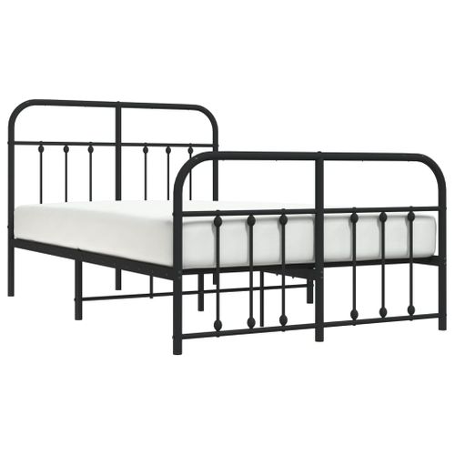 Cadre De Lit Métal Sans Matelas Avec Pied De Lit Noir 120x190cm