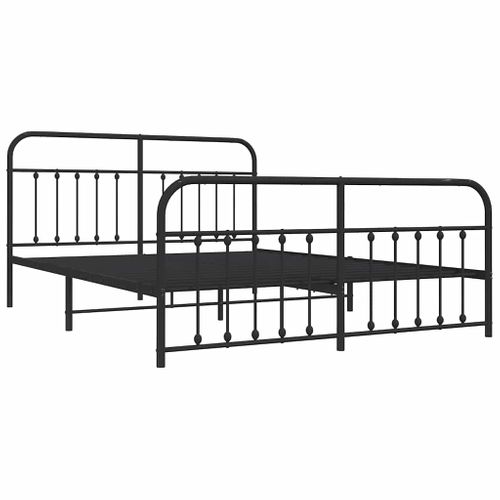 Cadre De Lit Métal Sans Matelas Avec Pied De Lit Noir 183x213cm