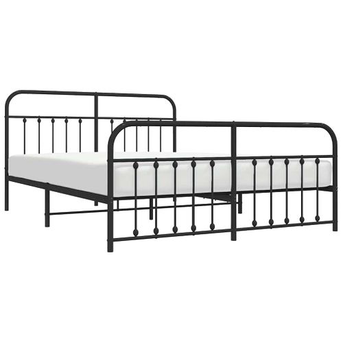 Cadre De Lit Métal Sans Matelas Avec Pied De Lit Noir 183x213cm