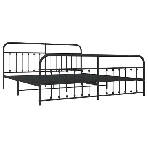 Cadre De Lit Métal Sans Matelas Avec Pied De Lit Noir 193x203cm
