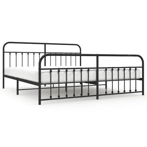 Cadre De Lit Métal Sans Matelas Avec Pied De Lit Noir 193x203cm