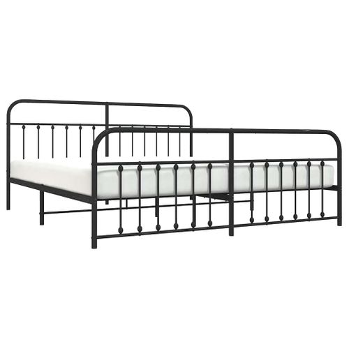 Cadre De Lit Métal Sans Matelas Avec Pied De Lit Noir 193x203cm