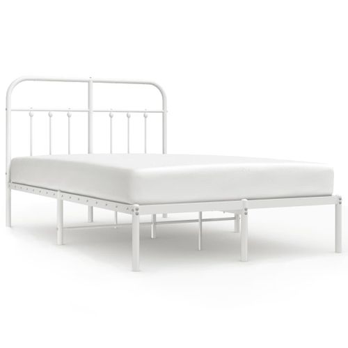 Cadre De Lit Métal Sans Matelas Et Tête De Lit Blanc 120x190 Cm