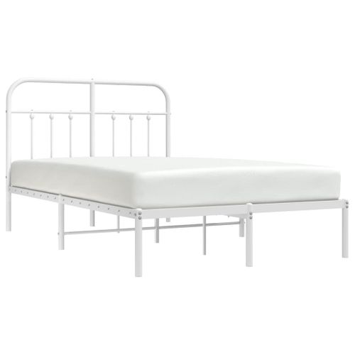 Cadre De Lit Métal Sans Matelas Et Tête De Lit Blanc 120x190 Cm