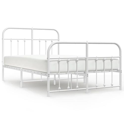 Cadre De Lit Métal Sans Matelas Et Pied De Lit Blanc 120x190 Cm