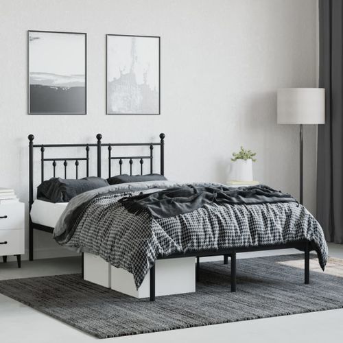 Cadre De Lit Métal Sans Matelas Avec Tête De Lit Noir 120x190cm