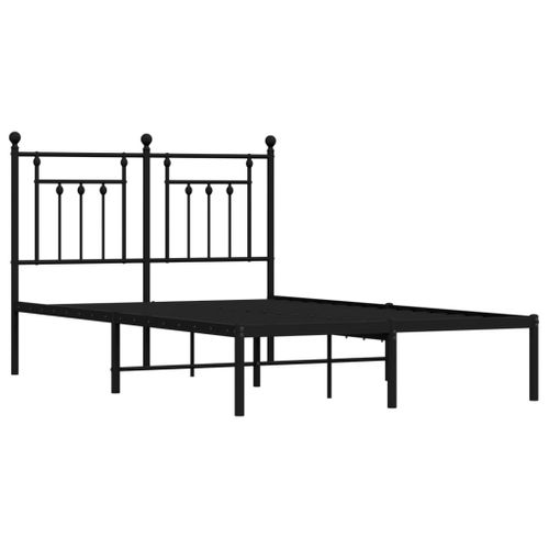Cadre De Lit Métal Sans Matelas Avec Tête De Lit Noir 120x190cm