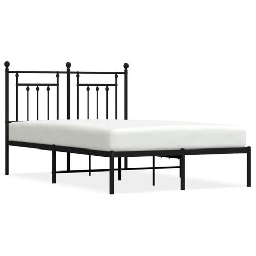 Cadre De Lit Métal Sans Matelas Avec Tête De Lit Noir 120x190cm
