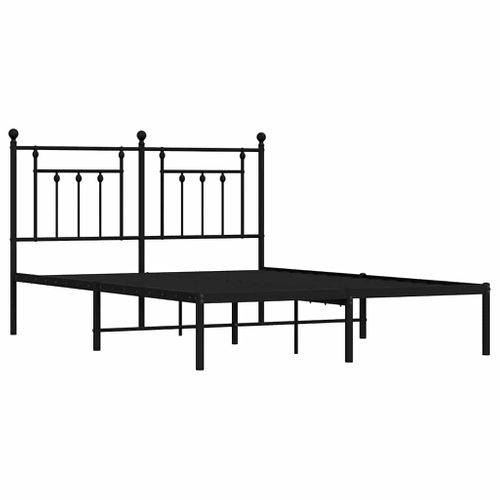Cadre De Lit Métal Sans Matelas Avec Tête De Lit Noir 140x190cm