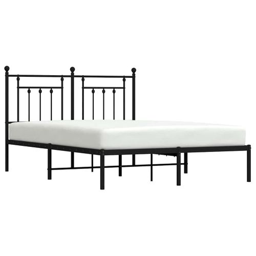 Cadre De Lit Métal Sans Matelas Avec Tête De Lit Noir 140x190cm